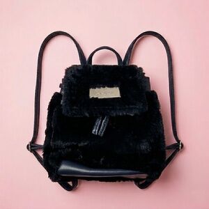 NWT Swarovski Midnight Blue Faux Fur Backpack Purse